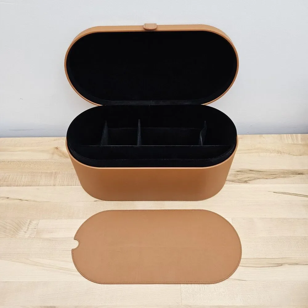 DYSON Airwrap Styler LARGE Brown Cognac Leather Storage Box Hard CASE ONLY - Picture 4 of 11